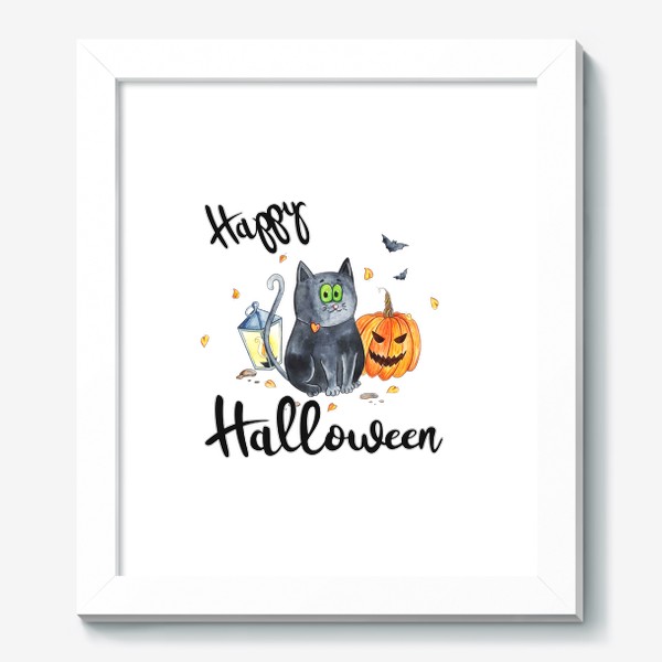 Картина «Котик с тыквой "Счастливого Хэллоуина"»