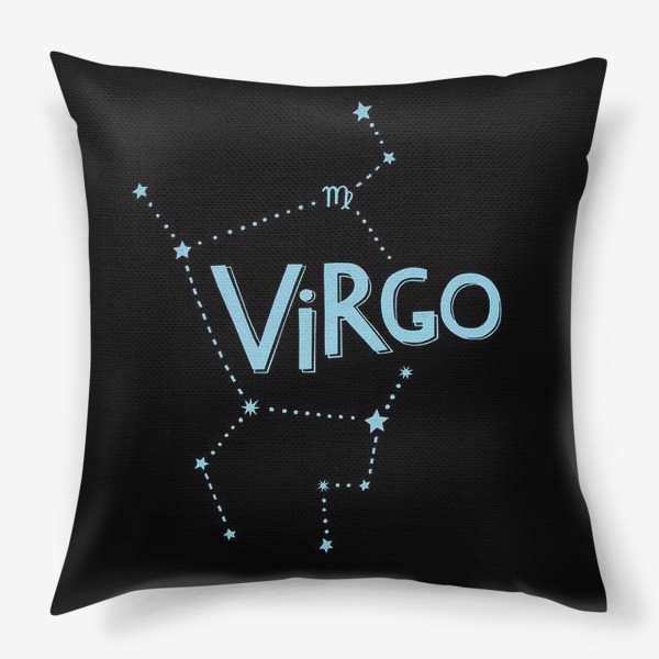 Подушка «Virgo. Знак зодиака Дева. Леттеринг на черном»