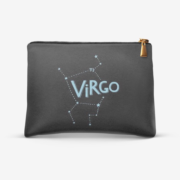 Косметичка «Virgo. Знак зодиака Дева. Леттеринг на черном»