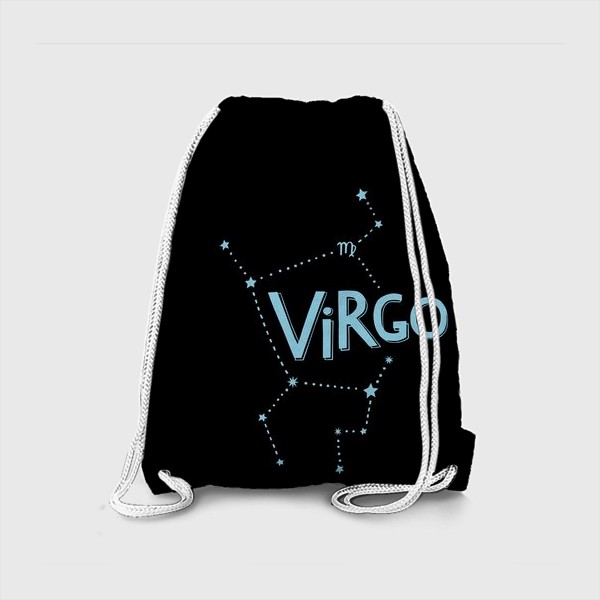 Рюкзак «Virgo. Знак зодиака Дева. Леттеринг на черном»