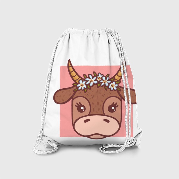 Рюкзак «Милая корова в цветочном венке. Подарок тельцу»