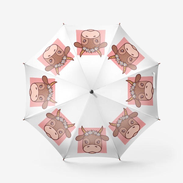 Зонт «Милая корова в цветочном венке. Подарок тельцу»