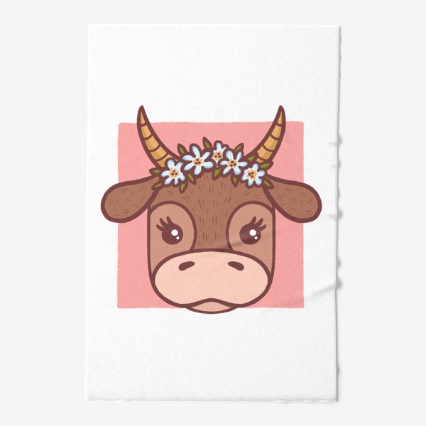 Полотенце «Милая корова в цветочном венке. Подарок тельцу»