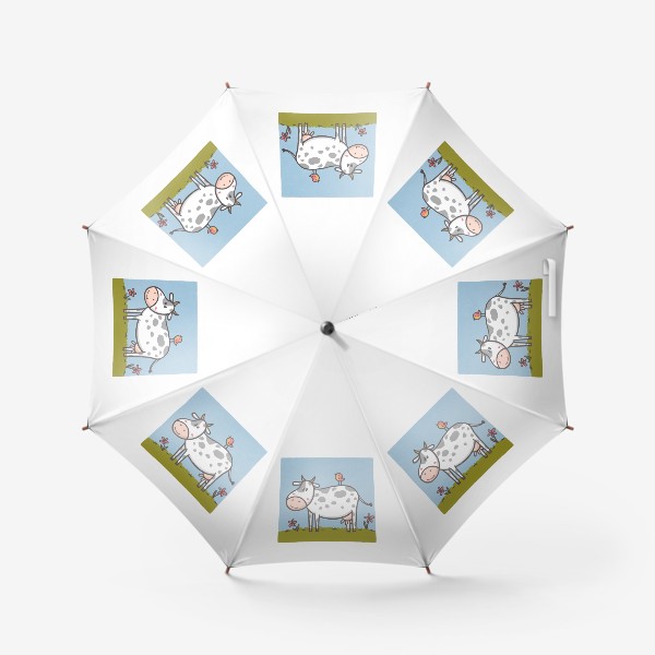 Зонт «Милая корова с птичкой на спине»