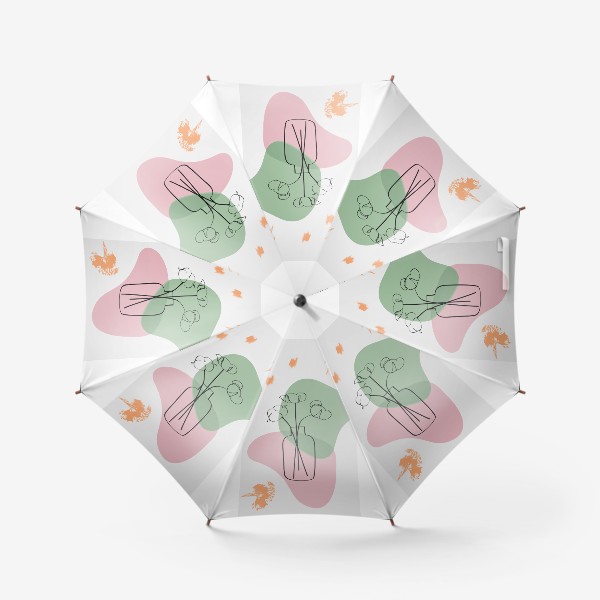 Зонт «Ваза с хлопком монолинией с абстракцией. Постер»
