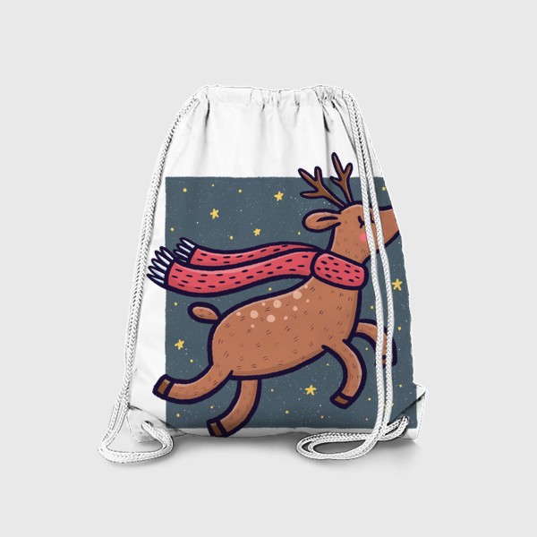 Рюкзак «Новогодний северный олень в шарфике на прозрачном фоне»