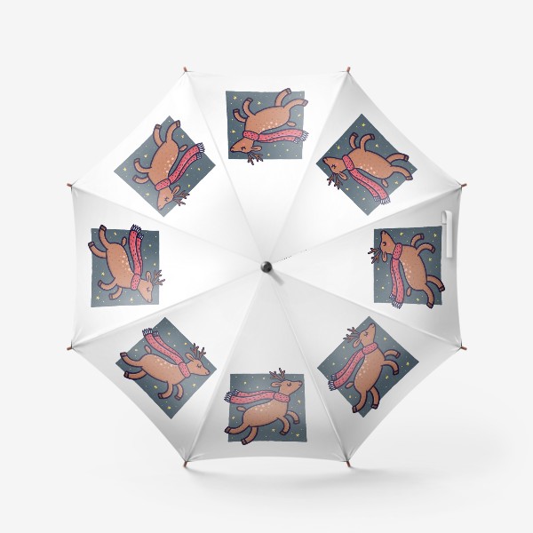 Зонт &laquo;Новогодний северный олень в шарфике на прозрачном фоне&raquo;