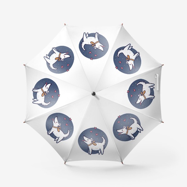 Зонт «Белая собака с сердечками (на прозрачном фоне)»