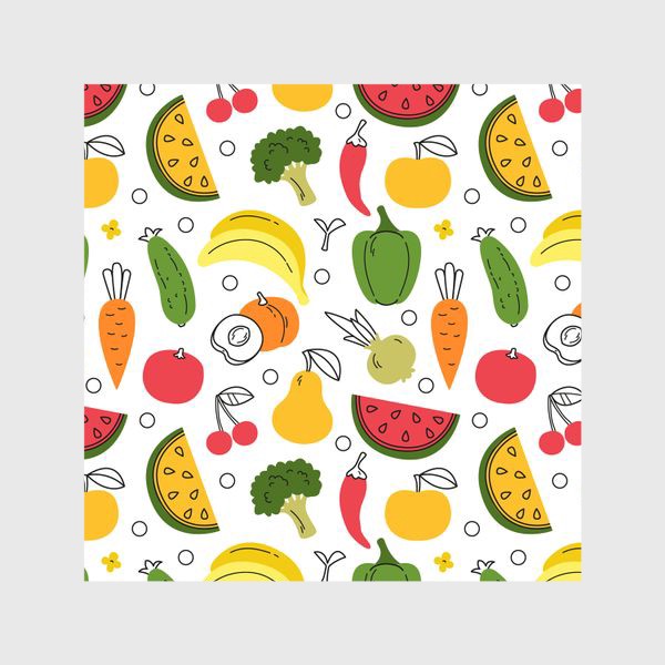 Шторы «Яркий веселый бесшовный паттерн с летними фруктами»