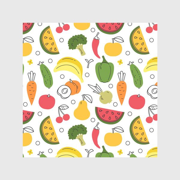 Скатерть «Яркий веселый бесшовный паттерн с летними фруктами»