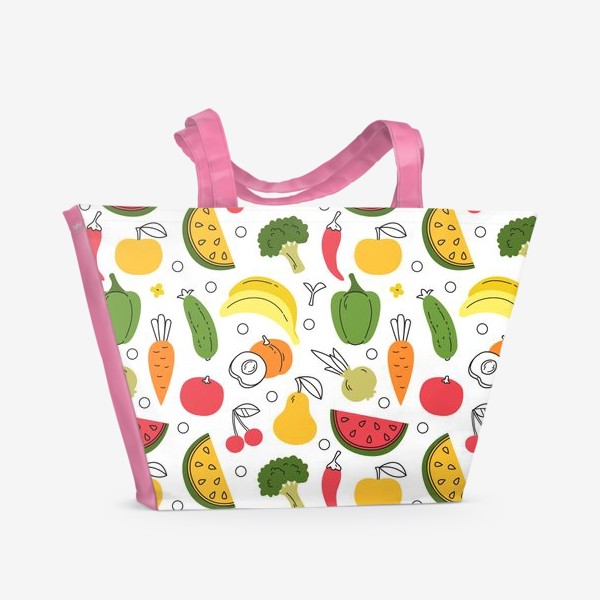 Пляжная сумка &laquo;Яркий веселый бесшовный паттерн с летними фруктами&raquo;