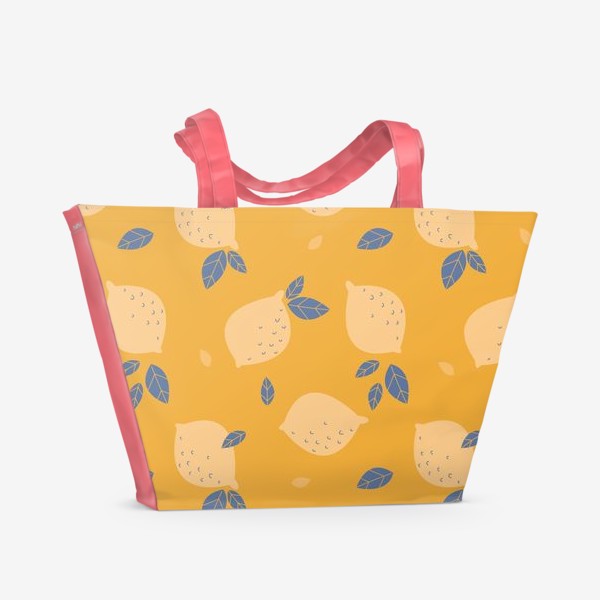 Пляжная сумка «Бесшовный паттерн в минималистичном стиле с лимонами»