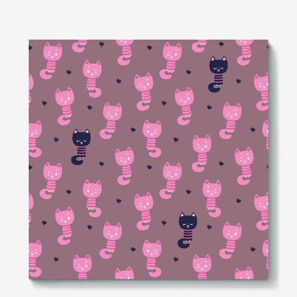 Холст «Розовые полосатые котята»
