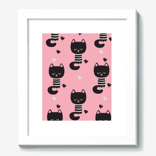 Картина «Бесшовный паттерн в минималистичном стиле с черными котами»