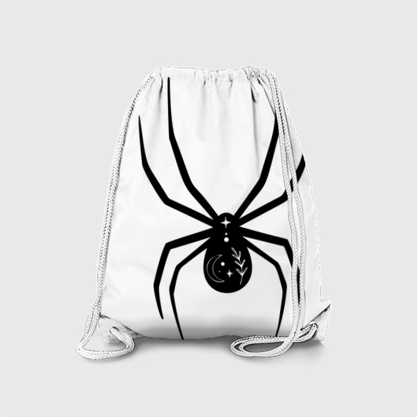 Рюкзак «Паук, насекомые. Волшебство, магия, Звезды. Сдержанный минималистичный стиль. Стильный черно-белый принт. Хэллоуин. Готу»