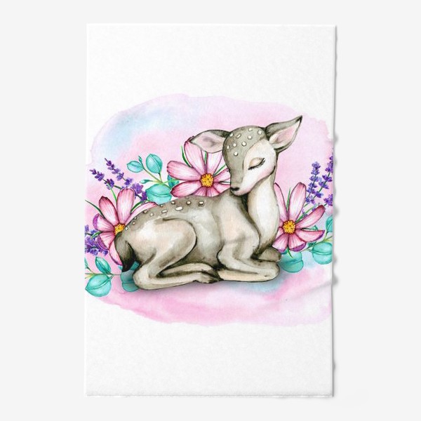 Полотенце «Малыш - олененок в цветах»