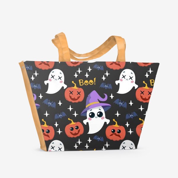 Пляжная сумка «Хэллоуин. Тыквы и милые призраки»