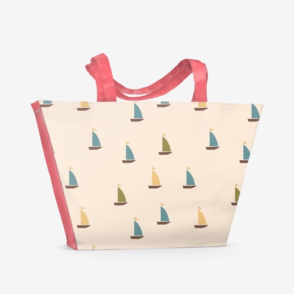 Пляжная сумка «Маленькие парусники в минималистичном стиле. Бесшовный паттерн»