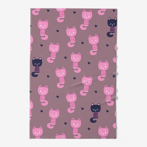 Полотенце «Розовые полосатые котята»