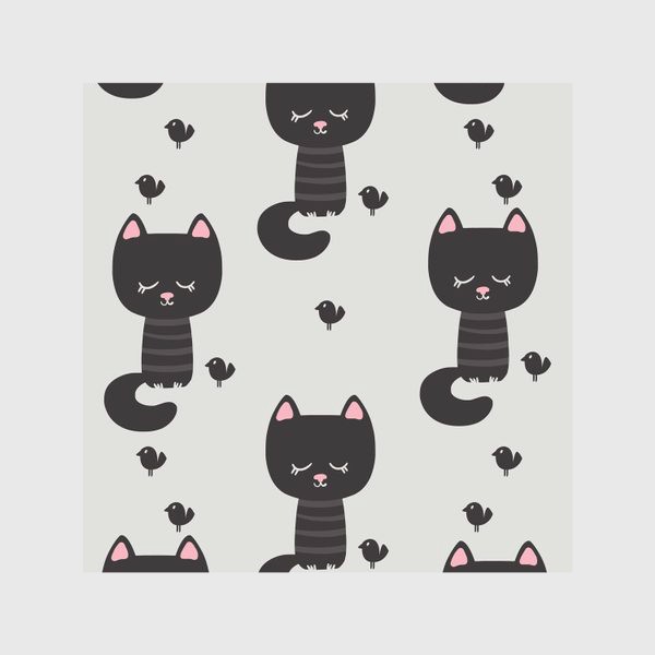 Скатерть «Бесшовный паттерн. Милые черные котятки»