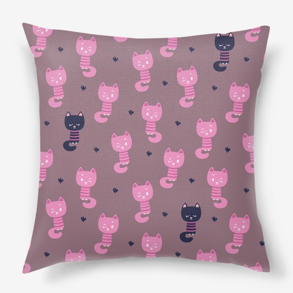 Подушка «Розовые полосатые котята»