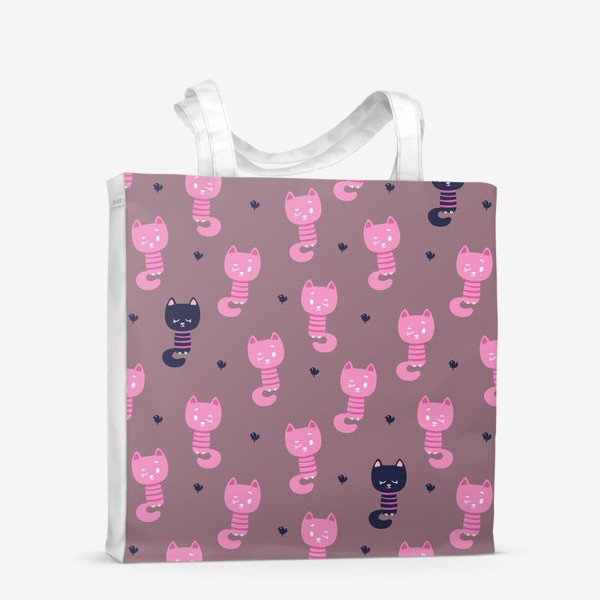 Сумка-шоппер &laquo;Розовые полосатые котята&raquo;