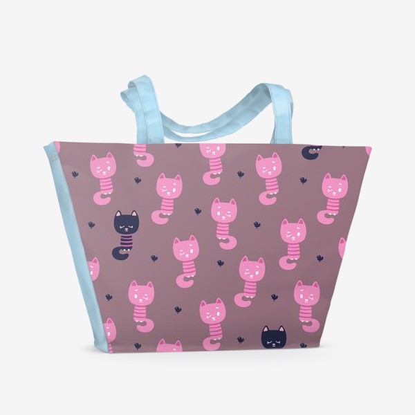 Пляжная сумка «Розовые полосатые котята»