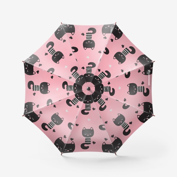 Зонт «Бесшовный паттерн в минималистичном стиле с черными котами»