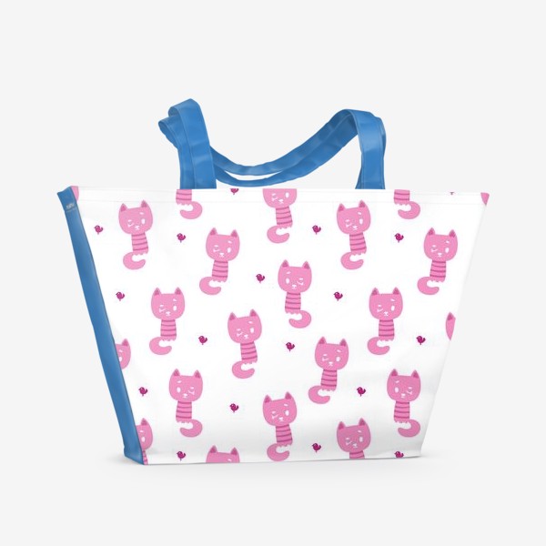 Пляжная сумка «Бесшовный паттерн в минималистичном стиле с котами»