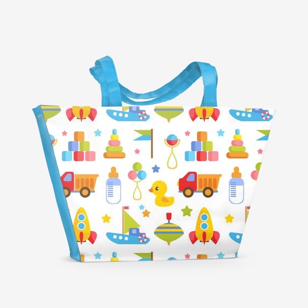 Пляжная сумка «Бесшовный паттерн. Милые детские игрушки»