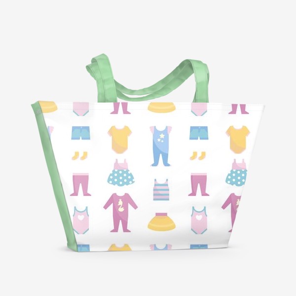 Пляжная сумка «Бесшовный паттерн. Милые детские вещи для новорожденного»