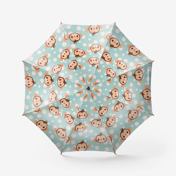 Зонт «Бесшовный паттерн. Милые мартышки на голубом фоне»