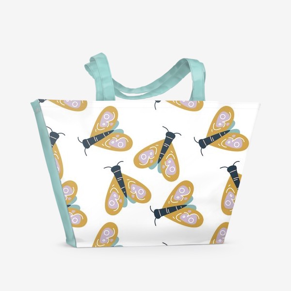 Пляжная сумка «Бесшовный паттерн в минималистичном стиле с мотыльками»