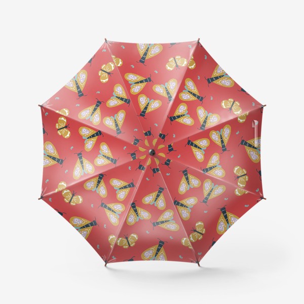 Зонт «Бесшовный паттерн. Мотыльки на красном фоне»