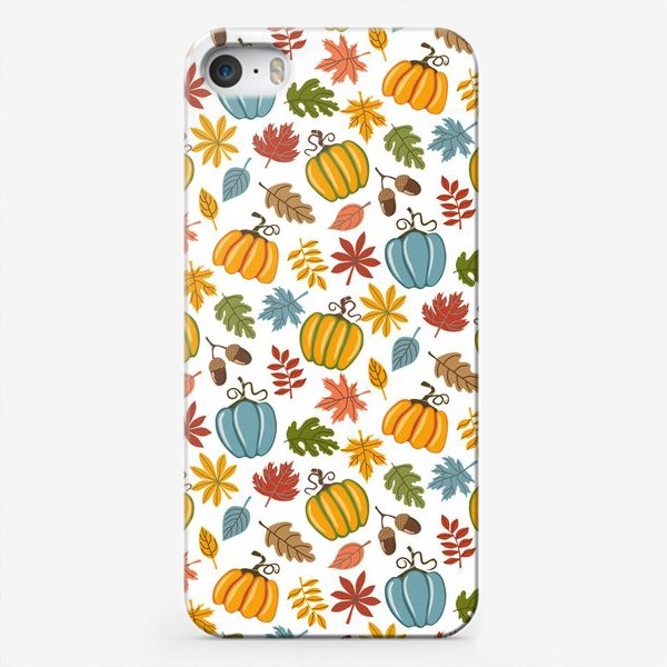 Чехол iPhone «Осенние тыквы и листья»