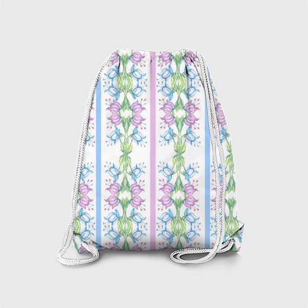 Рюкзак «паттерн с цветами колокольчика акварель растительный орнамент»