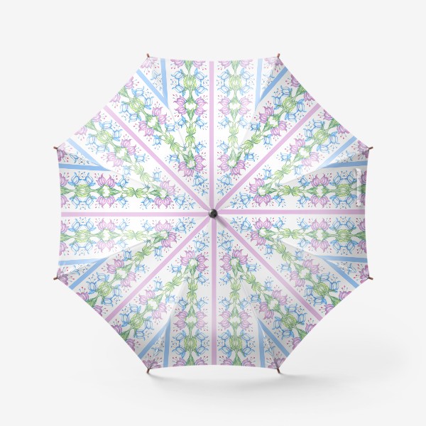Зонт «паттерн с цветами колокольчика акварель растительный орнамент»