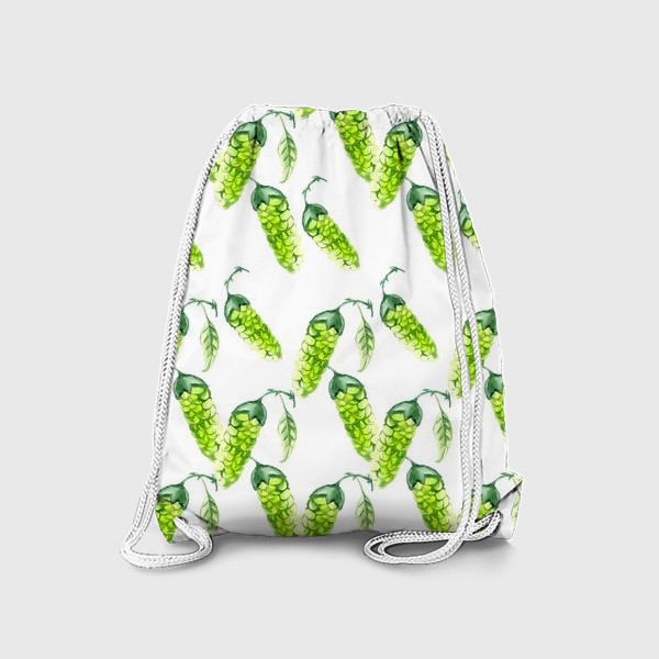 Рюкзак «принт акварель растительный зеленый орнамент»