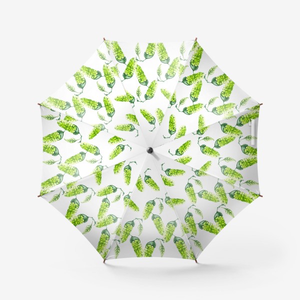 Зонт «принт акварель растительный зеленый орнамент»