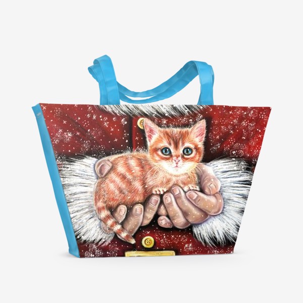 Пляжная сумка «Новогодний котёнок»