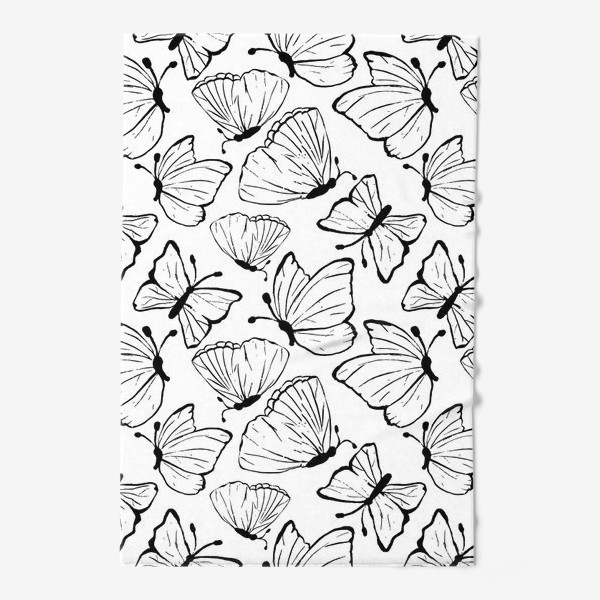 Полотенце «Черно-белые бабочки. Насекомые.Лето»