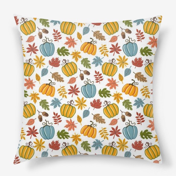 Подушка «Осенние тыквы и листья»