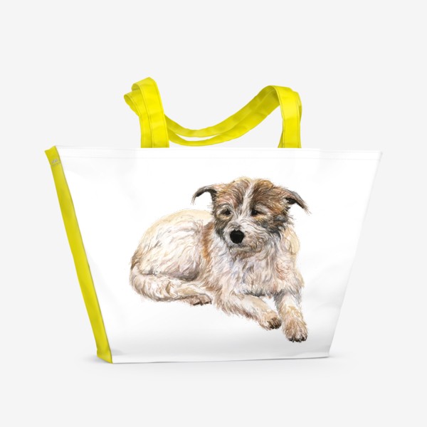 Пляжная сумка «Собака дворняжка лежит»