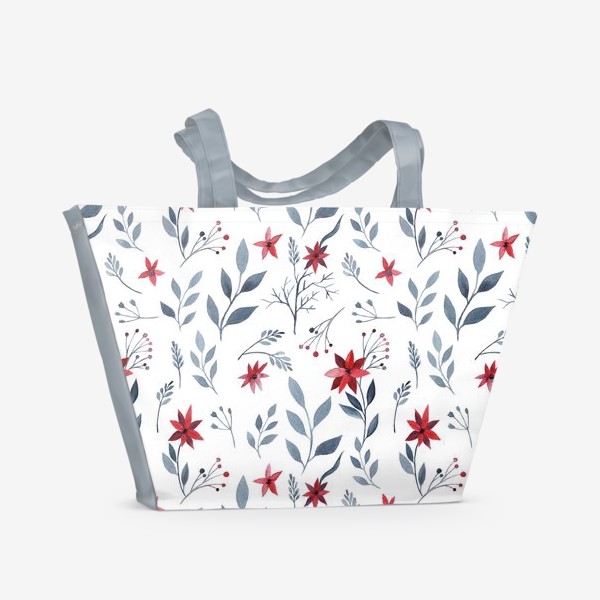 Пляжная сумка «Паттерн из зимних цветов»