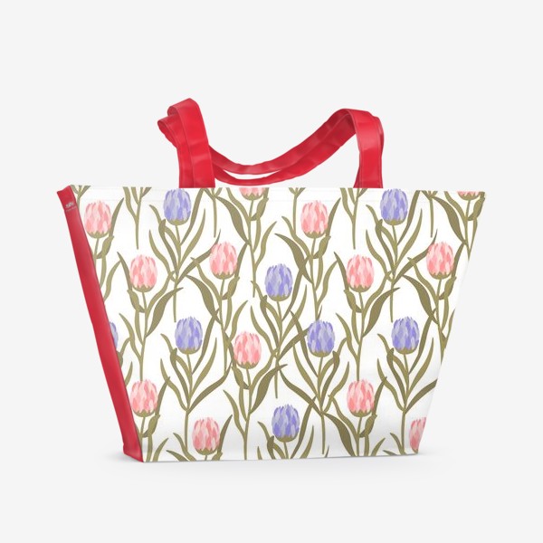Пляжная сумка «Протея. Цветы.»