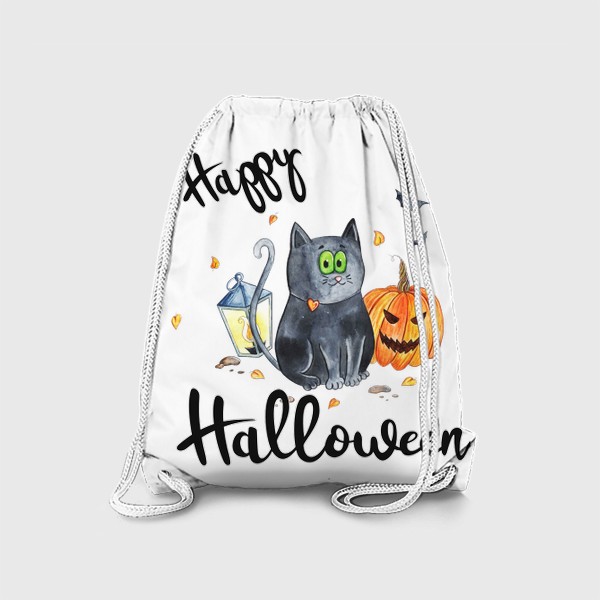 Рюкзак «Котик с тыквой "Счастливого Хэллоуина"»