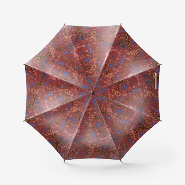 Зонт «Море рыбы на красном »