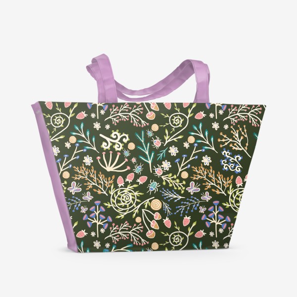 Пляжная сумка «Жуки, грибы, растения»