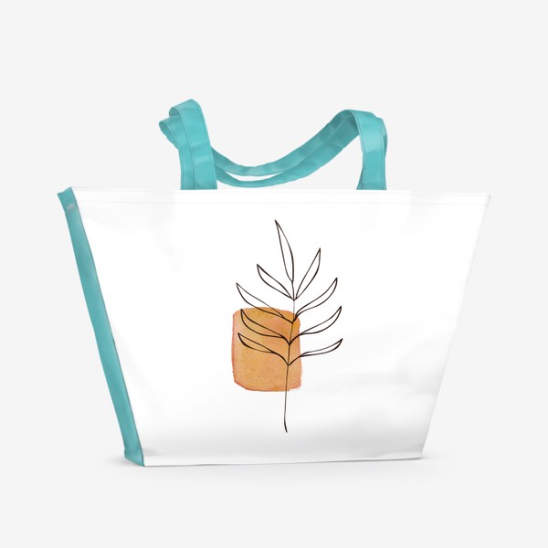 Пляжная сумка «Абстракция. Оранжевая акварель, ветвь»