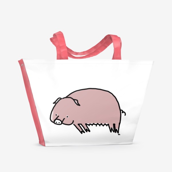Пляжная сумка «Свинка лежит на боку»
